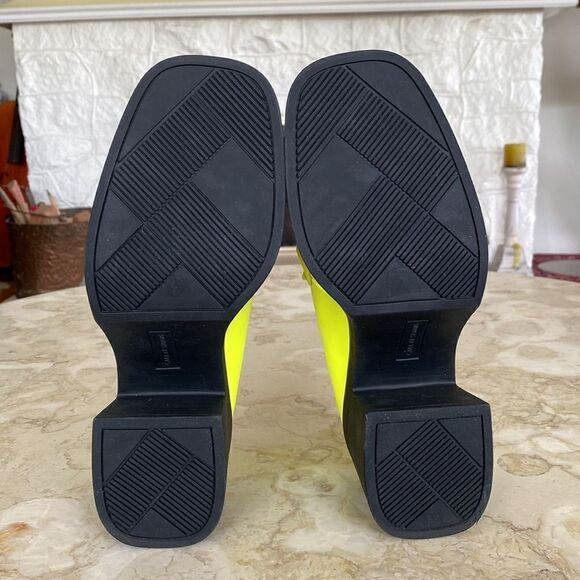 Call It Spring Noella Chain Platform Neon Green Vegan Leather Chunky Loafers - Picture 10 of 13